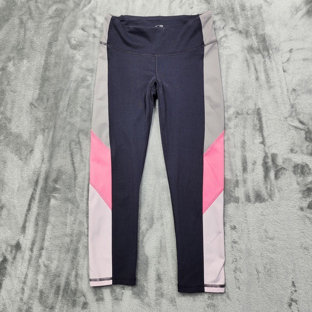 Champion Capri Leggings Womens XS Gray Pink Colorblock Athletic Workout‎ Stretch